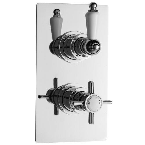 Beaumont Chrome Traditional Twin Concealed Thermostatic Shower Faucet Valve