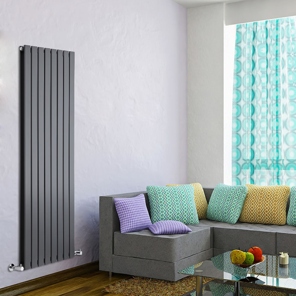 Delta - Anthracite Vertical Double Slim-Panel Designer Radiator - 63" x 22"