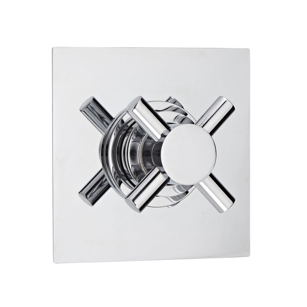 3-Way Diverter Shower Valve with Square Plate and Modern Crosshead Handle