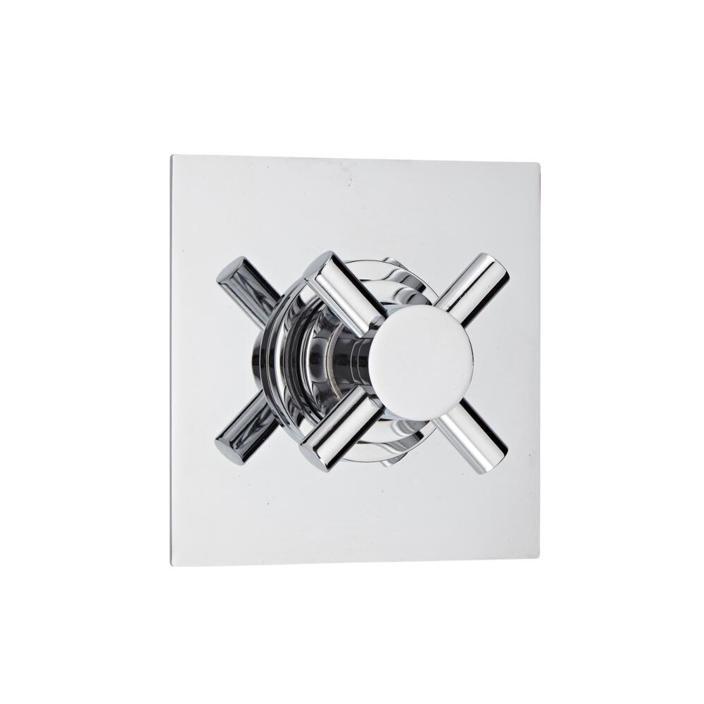 Shut-Off Shower Valve with Square Plate and Modern Crosshead Handle