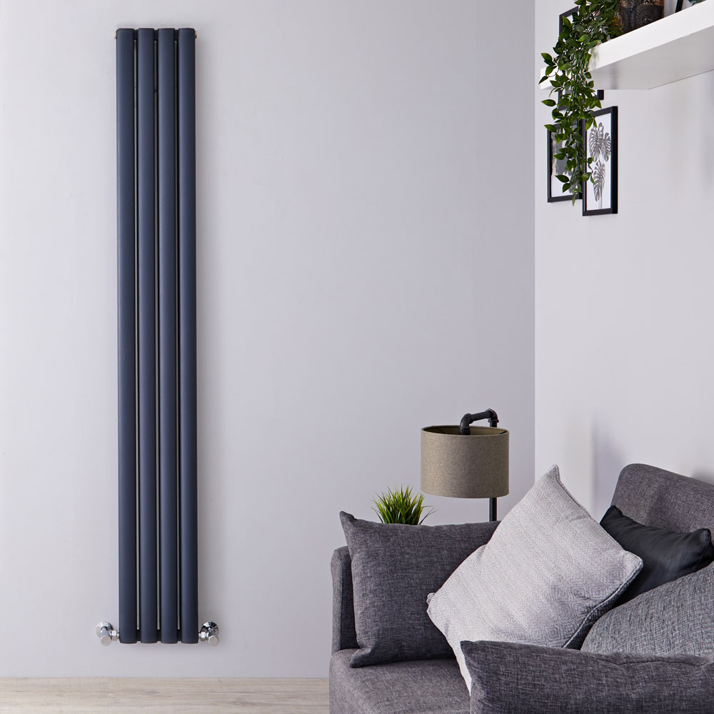 Revive Air - Anthracite Aluminum Vertical Double-Panel Designer Radiator - 70.75" x 9"