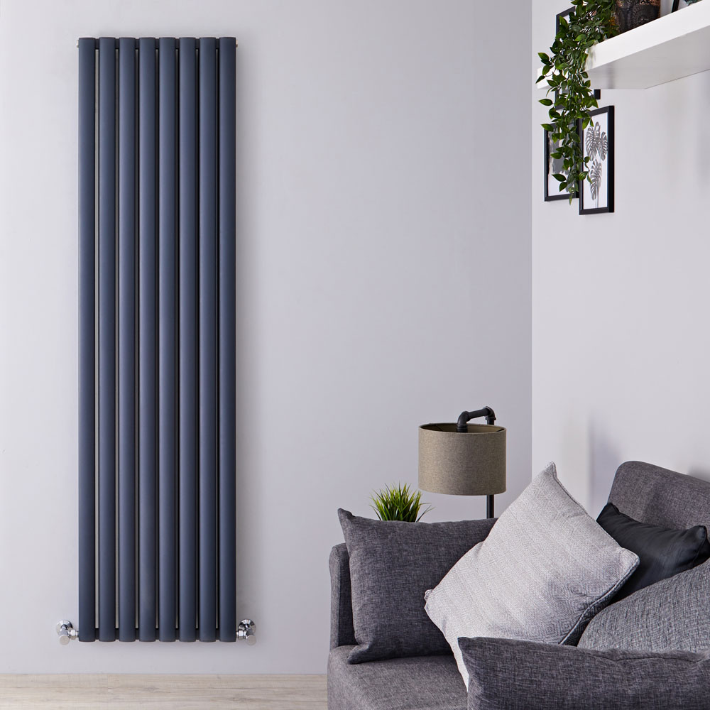 Revive Air - Anthracite Aluminum Vertical Double-Panel Designer Radiator - 70.75" x 18.5"