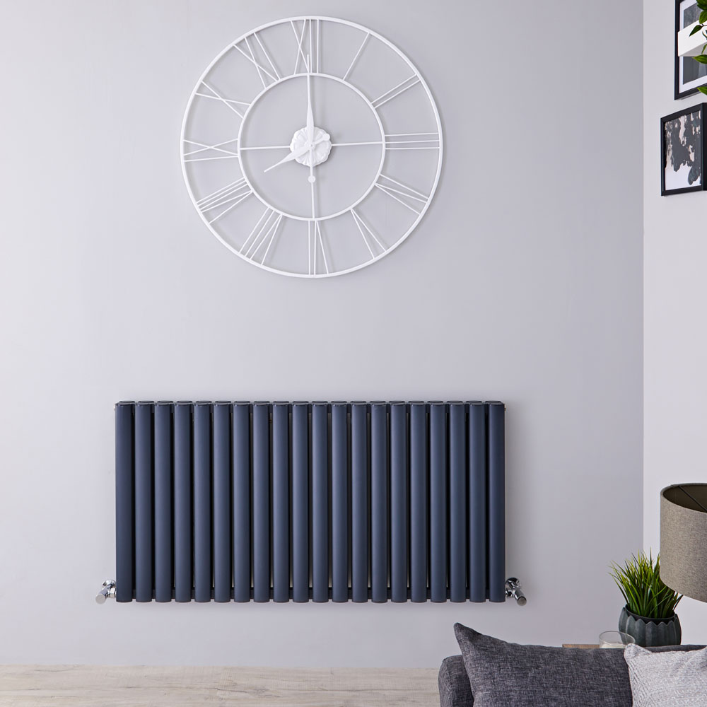 Revive Air - Anthracite Aluminum Horizontal Double-Panel Designer Radiator - 23.5" x 46.75"