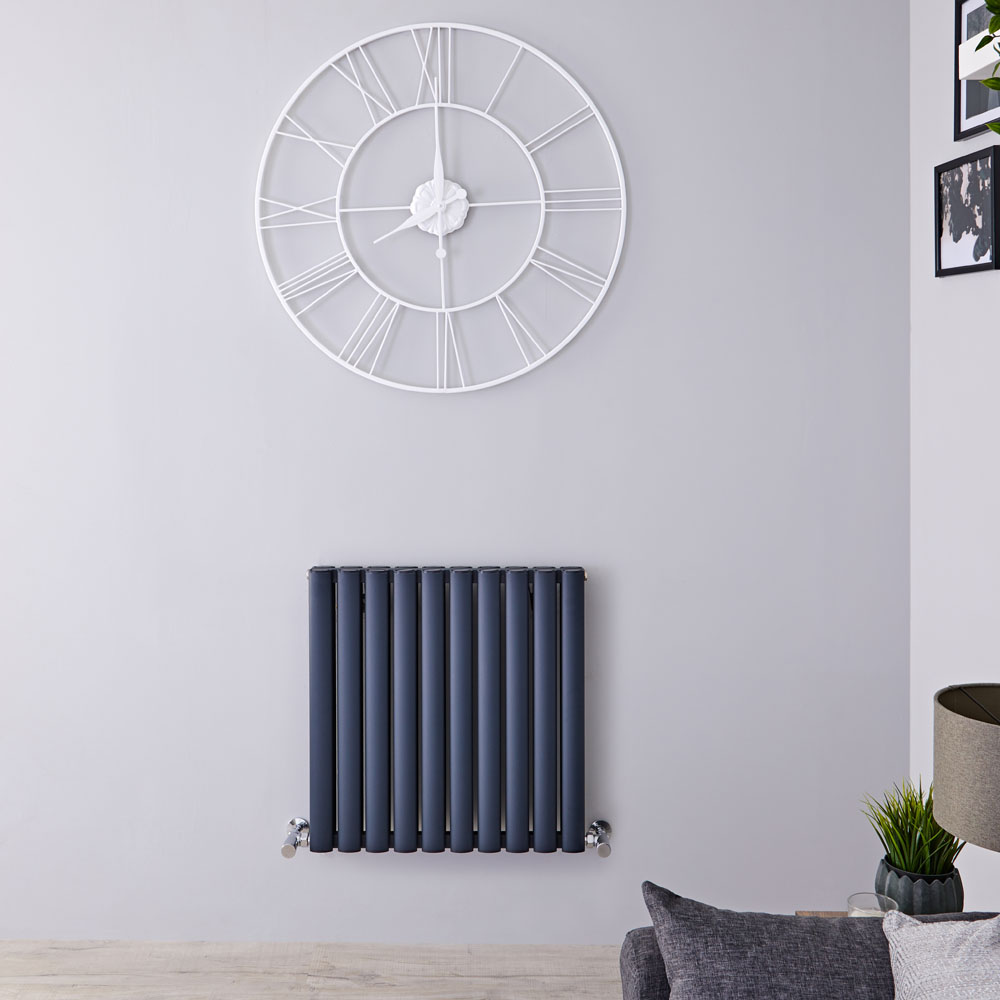Revive Air - Anthracite Aluminum Horizontal Double-Panel Designer Radiator - 23.5" x 23.25"