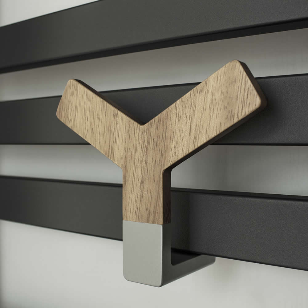 Y Wood Holder for Designer Radiators and Towel Warmers