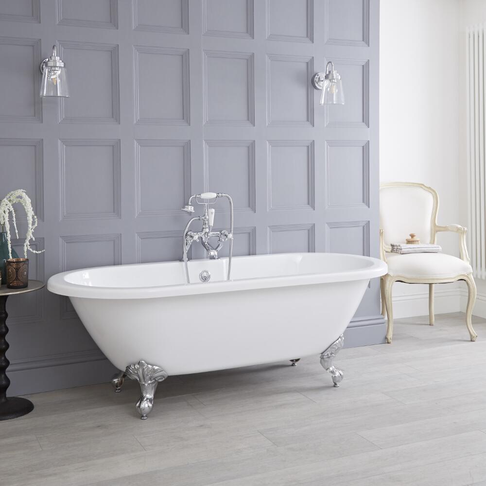 Acrylic Double Ended Freestanding Flat Top Bath Tub 70"