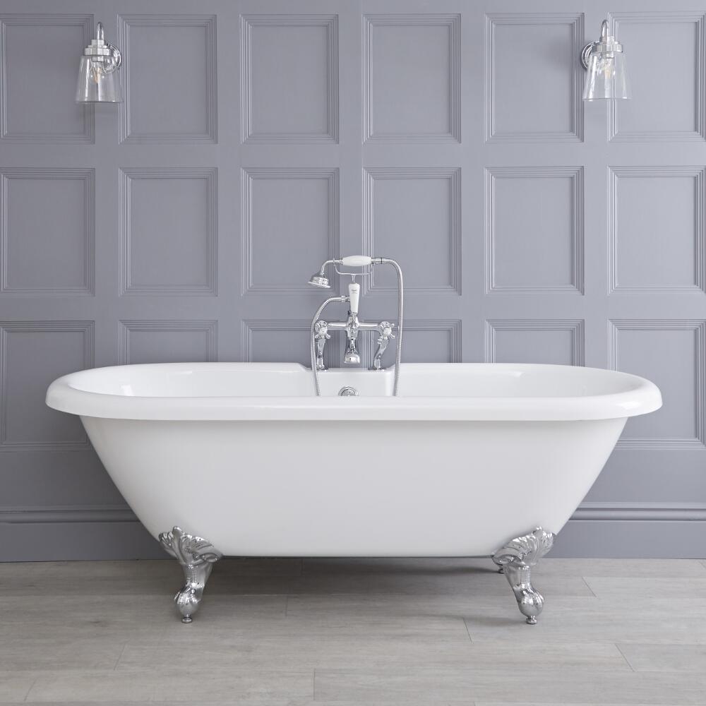 Traditional Acrylic Double Ended Roll Top Freestanding Bath Tub 70"
