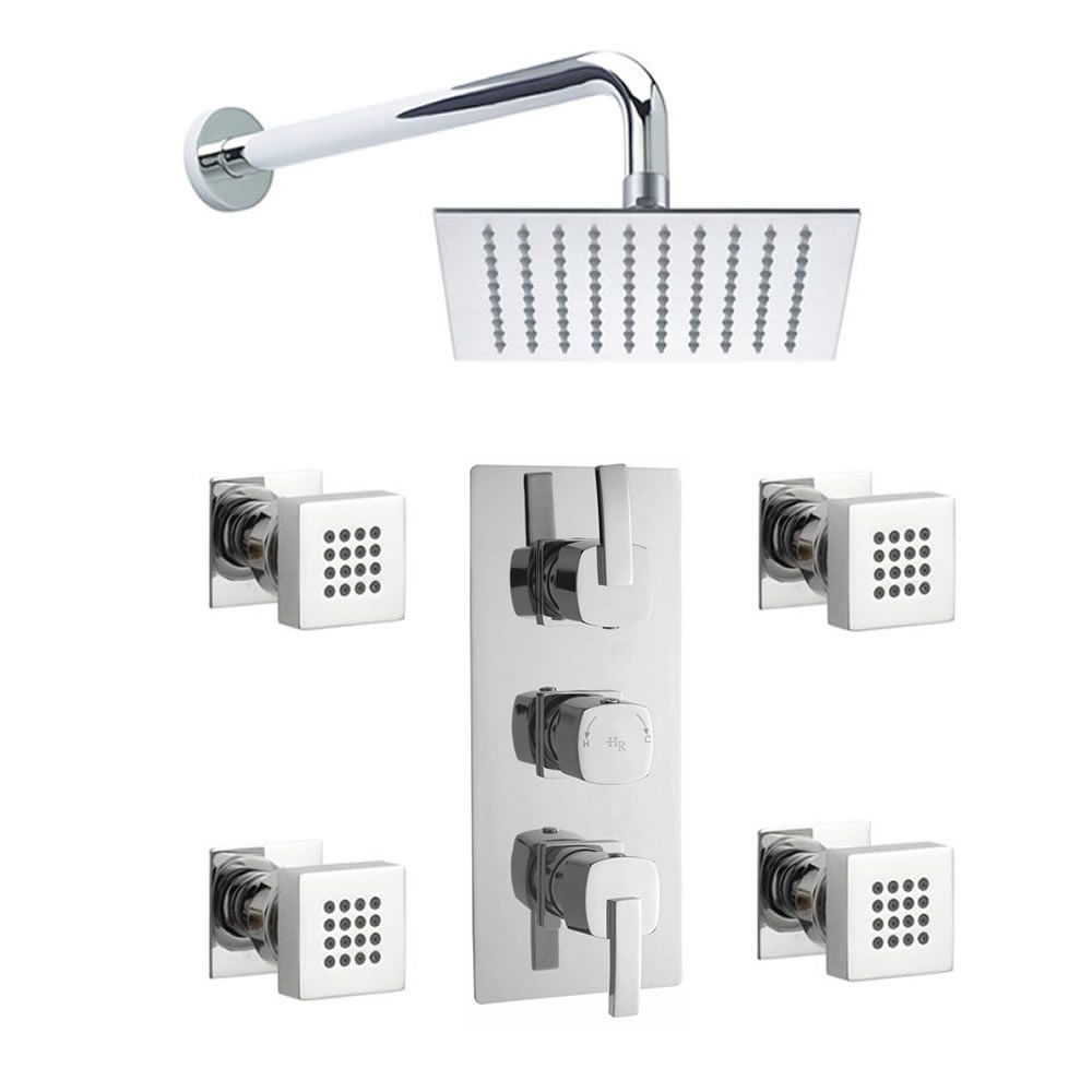 Arco Triple Concealed Thermostatic Shower Valve, Sheer Fixed Head And Body Jets