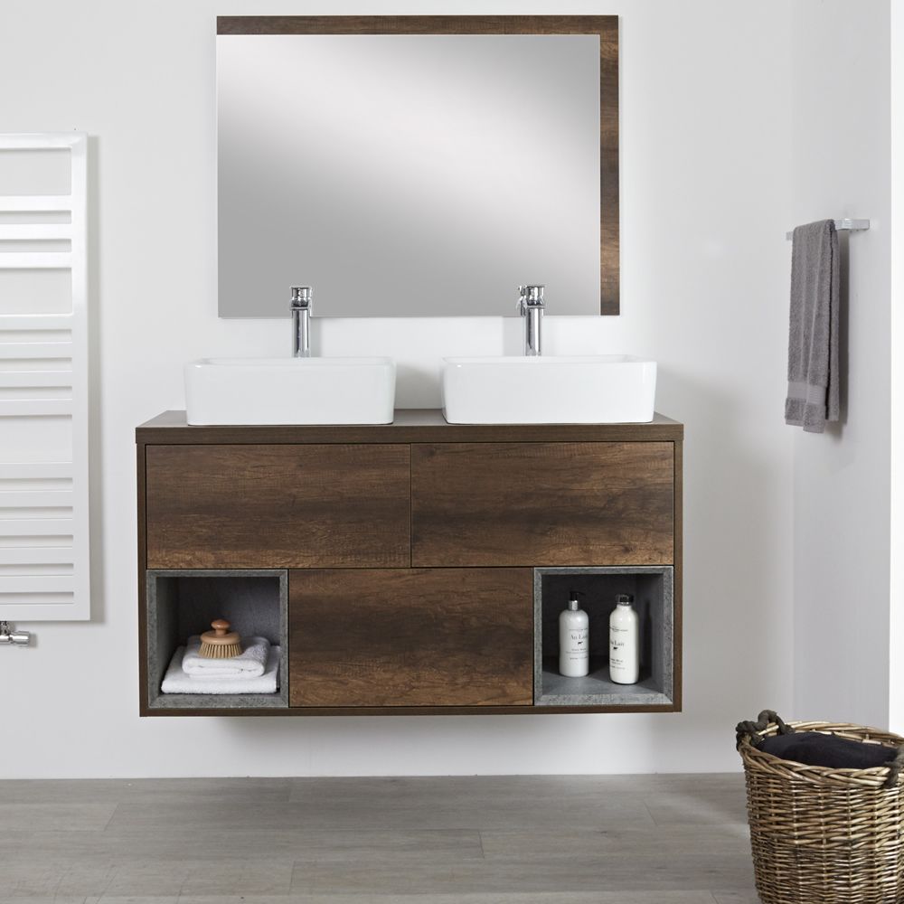 Hoxton – 47.25” Dark Oak Console Double Vessel Sink Vanity