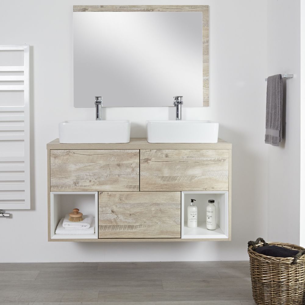 Hoxton – 47.25” Light Oak Console Double Vessel Sink Vanity
