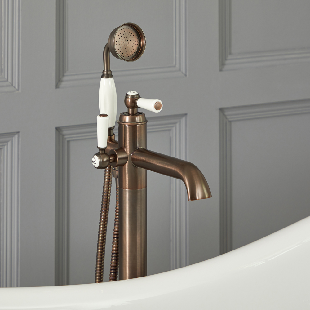 Elizabeth - Traditional Freestanding Lever Handle Tub Faucet with Hand Shower - Multiple Finishes Available