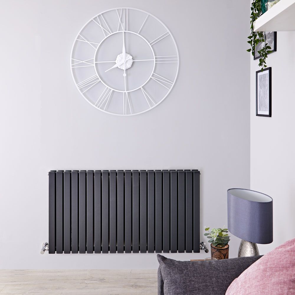 Sloane - Anthracite Horizontal Double Flat-Panel Designer Radiator - 25