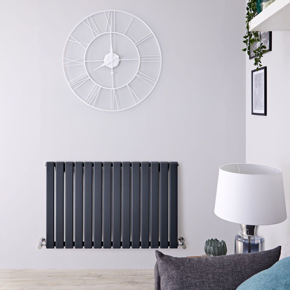 Delta Anthracite Horizontal Single Slim-Panel Designer Radiator