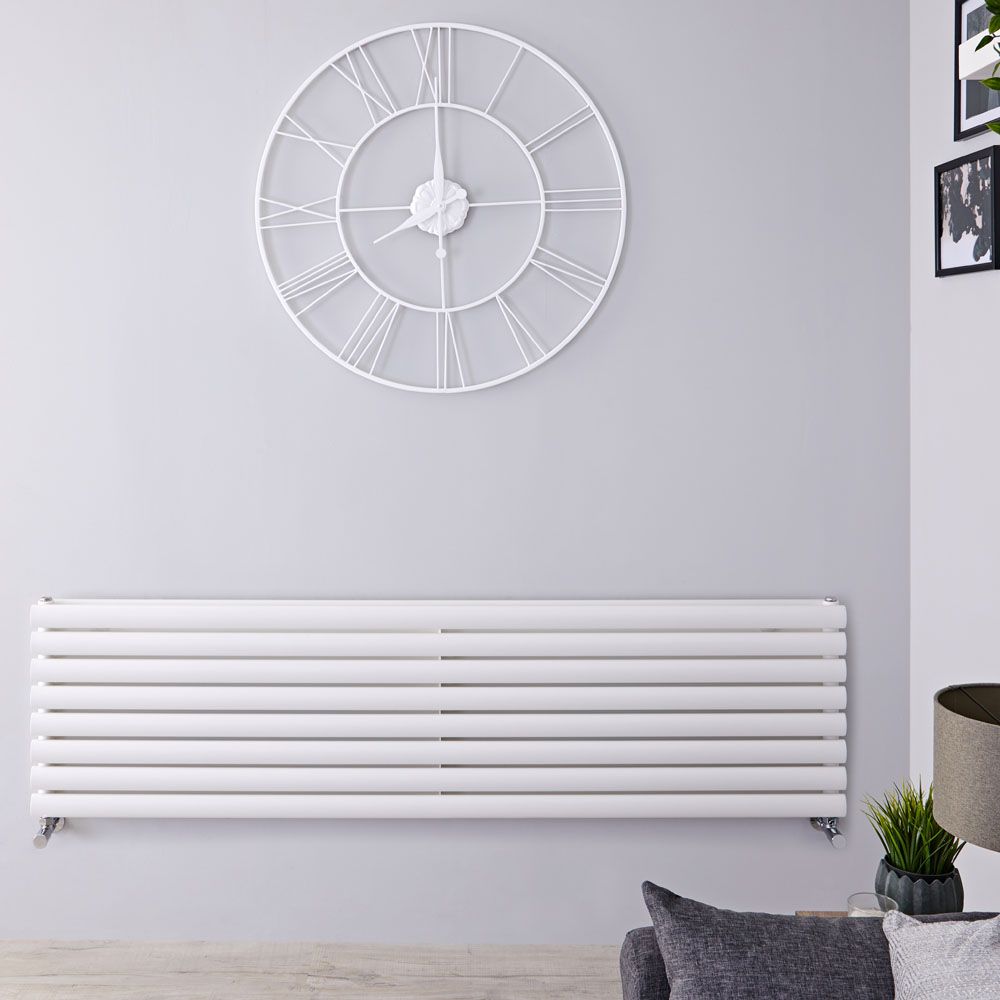 Warmehaus Vertical Column Designer Radiator Oval Panel Double White 1800 X 350mm- Modern Central Heating Space Saving Radiators - Perfect For - View #9