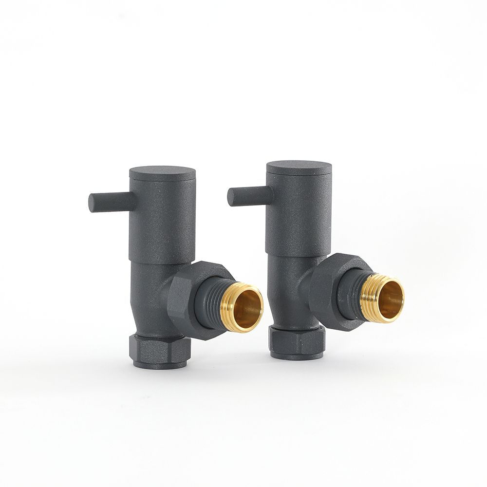 Hudson Reed Minimalist Anthracite Manual Angled Radiator Valves (Pair)