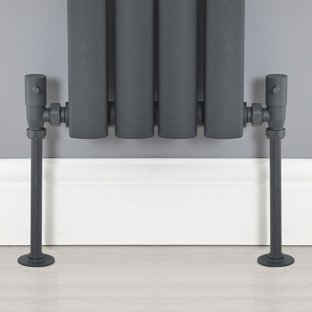 Hudson Reed Radiator Hudson Reed Minimalist Anthracite Manual Angled Radiator Valves (Pair)