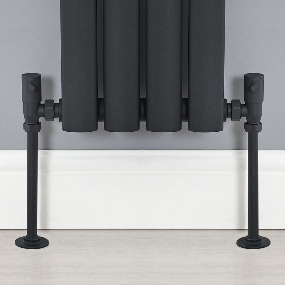 Hudson Reed Minimalist Black Manual Angled Radiator Valves (Pair)