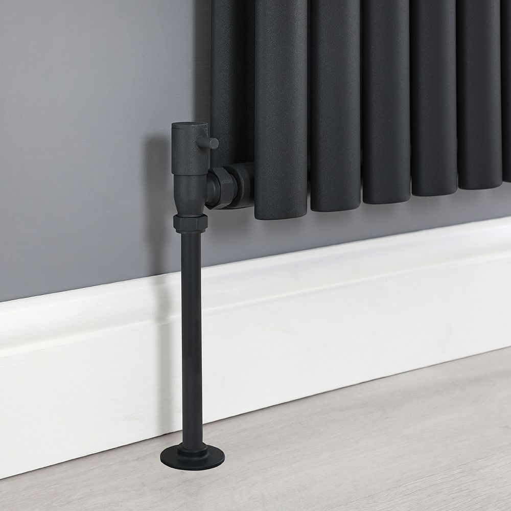 Hudson Reed Minimalist Black Manual Angled Radiator Valves (Pair)