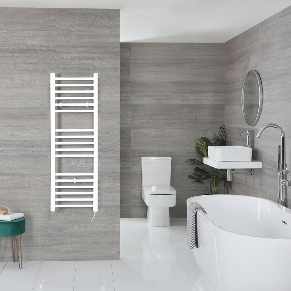 Ive Electric White Flat Plug In Towel Warmer 47 x 16