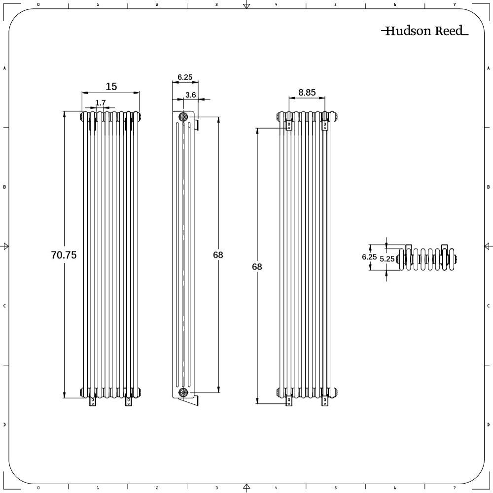 Regent - White Vertical 4-Column Traditional Cast-Iron Style Radiator ...