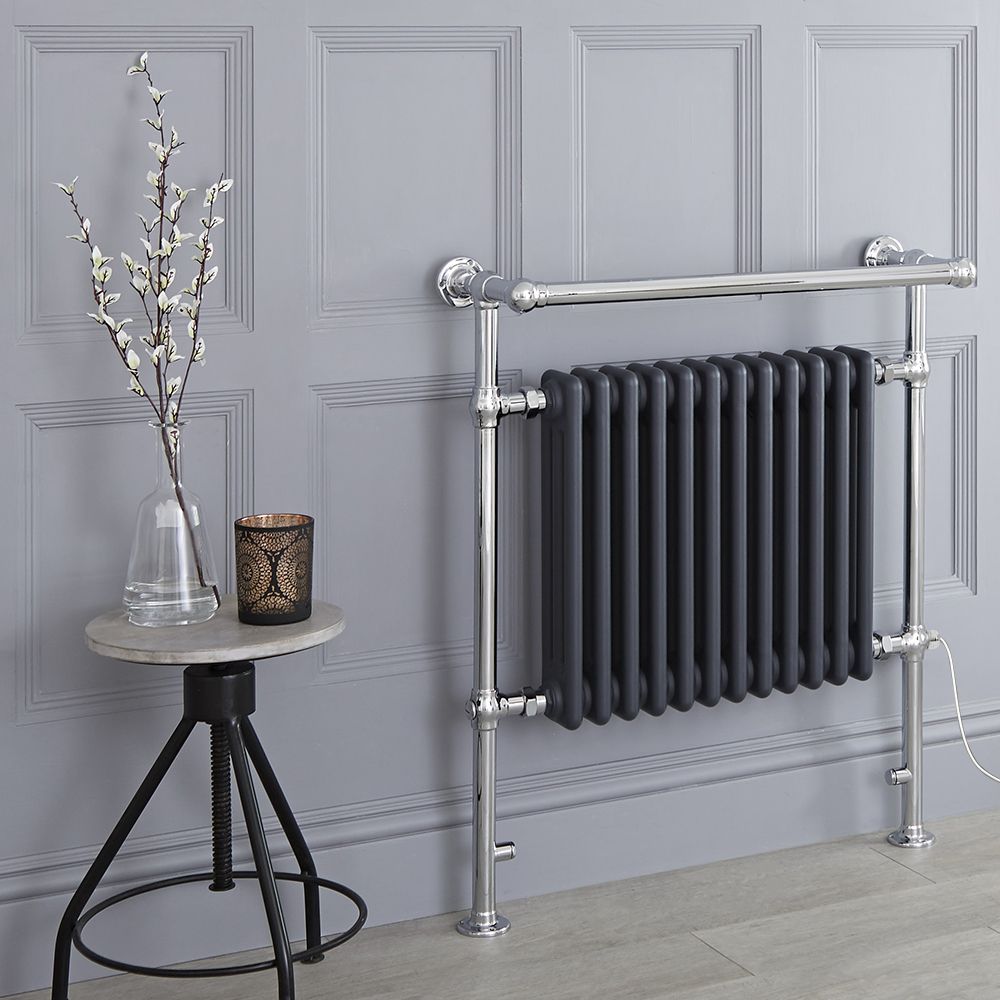 Marquis Electric Anthracite Traditional Plug In Heated Towel Warmer with Drying Rail 36.75 x 31.25