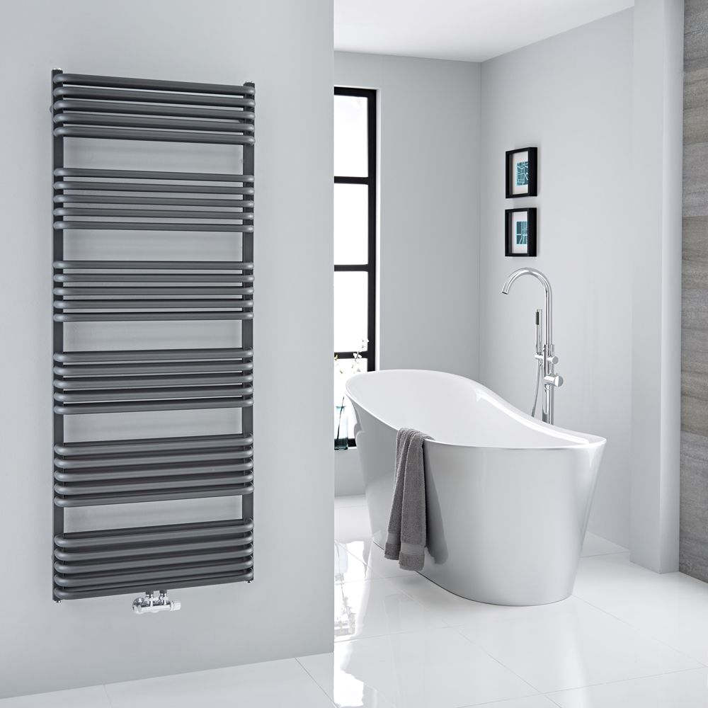 Arch Anthracite Hydronic Heated Towel Warmer 60.25 x 23.5