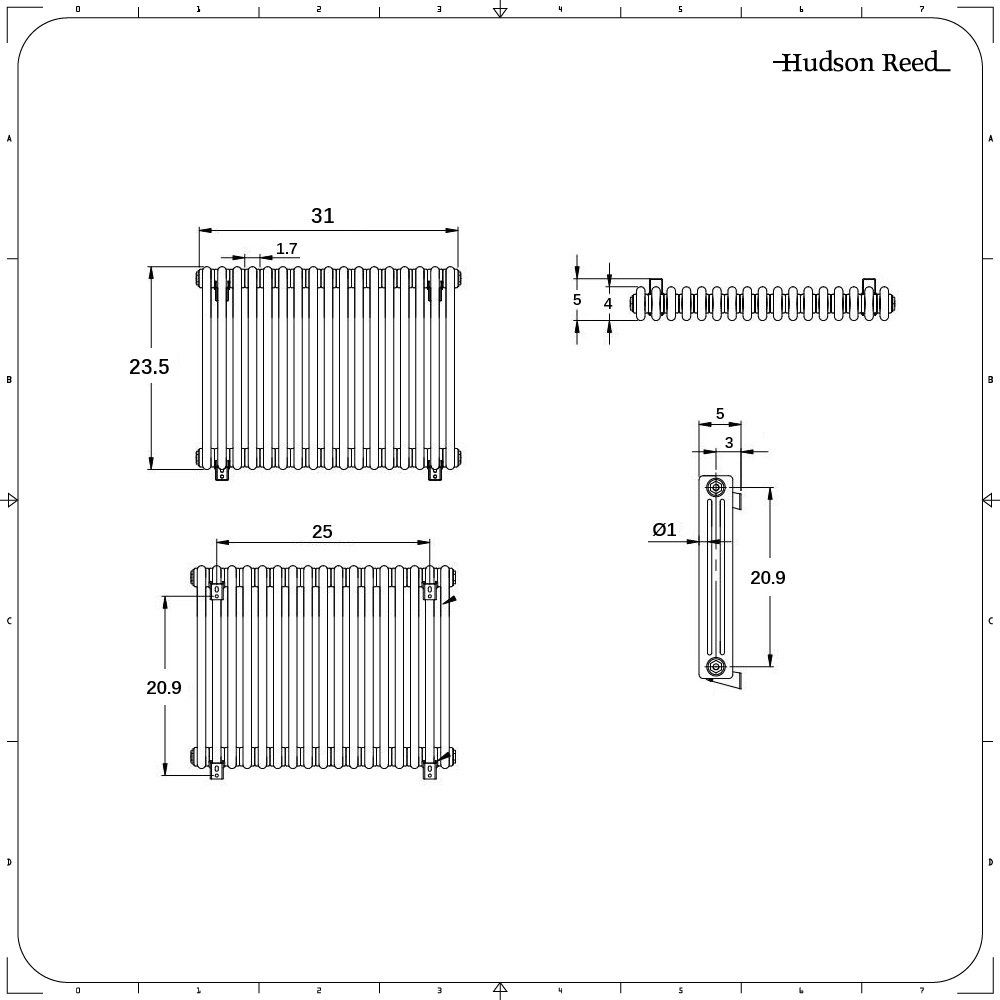 Regent White Horizontal 3-Column Traditional Cast-Iron Style