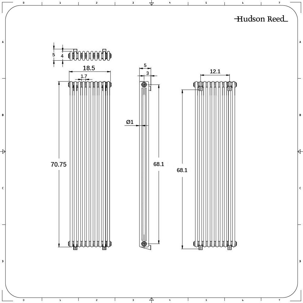 Regent White Vertical 3-Column Traditional Cast-Iron Style