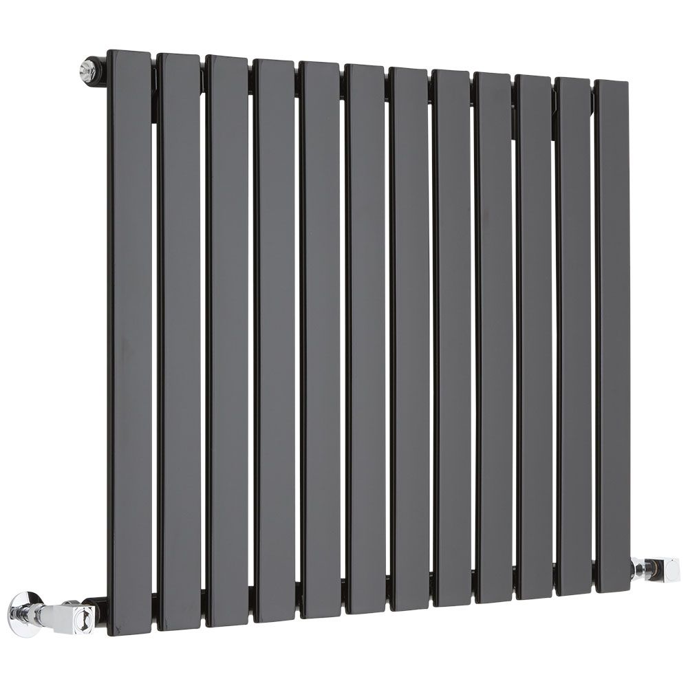 Delta - Black Horizontal Single Slim-Panel Designer Radiator - 25
