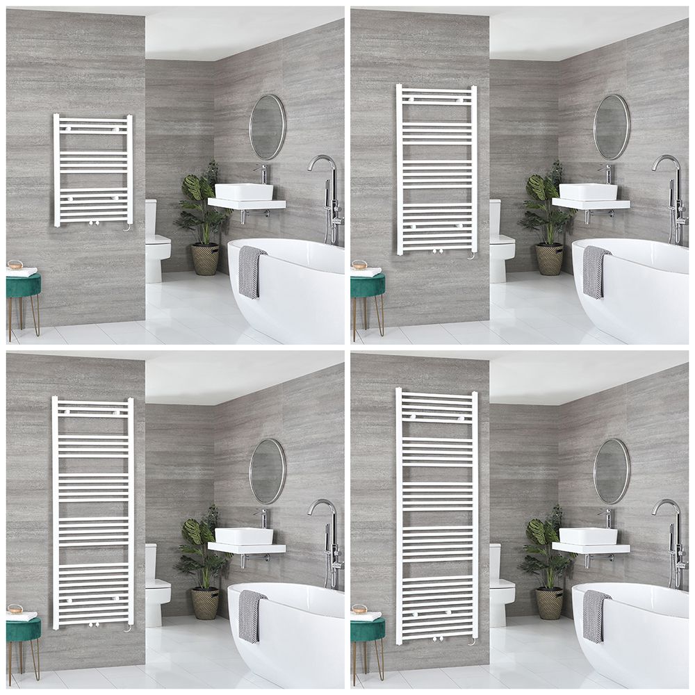 Hudson Reed Neva - Electric Towel Warmer - Choice of Sizes - Modern European Design - White