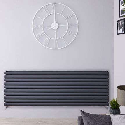 Revive - Anthracite Horizontal Double-Panel Designer Radiator - 23.25" x 63"