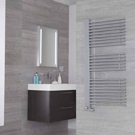 Bosa - Chrome Hydronic Designer Towel Warmer - 46.75" x 23.5"