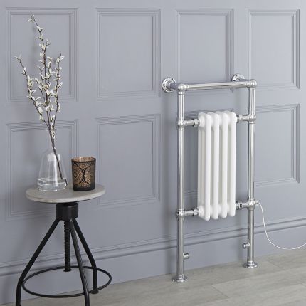 Heated towel rack wall mounted top