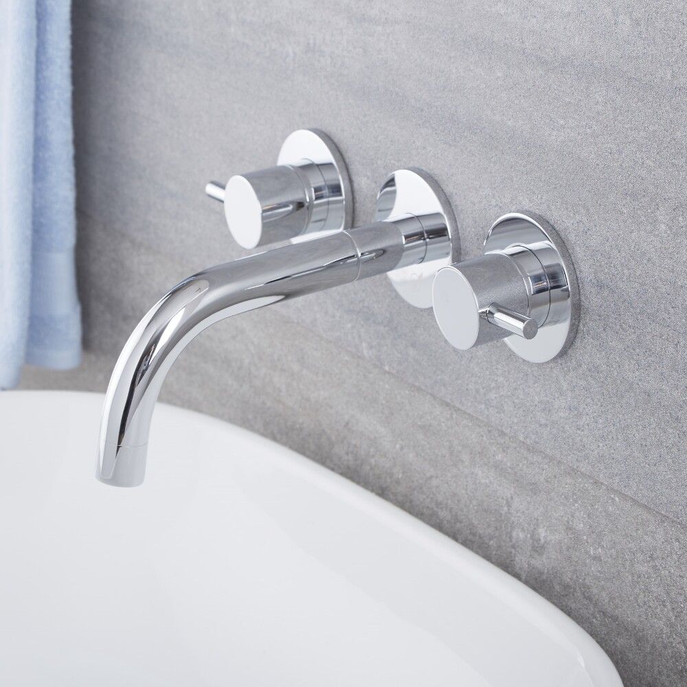 Quest Chrome Widespread Wall Mounted Bathroom Faucet