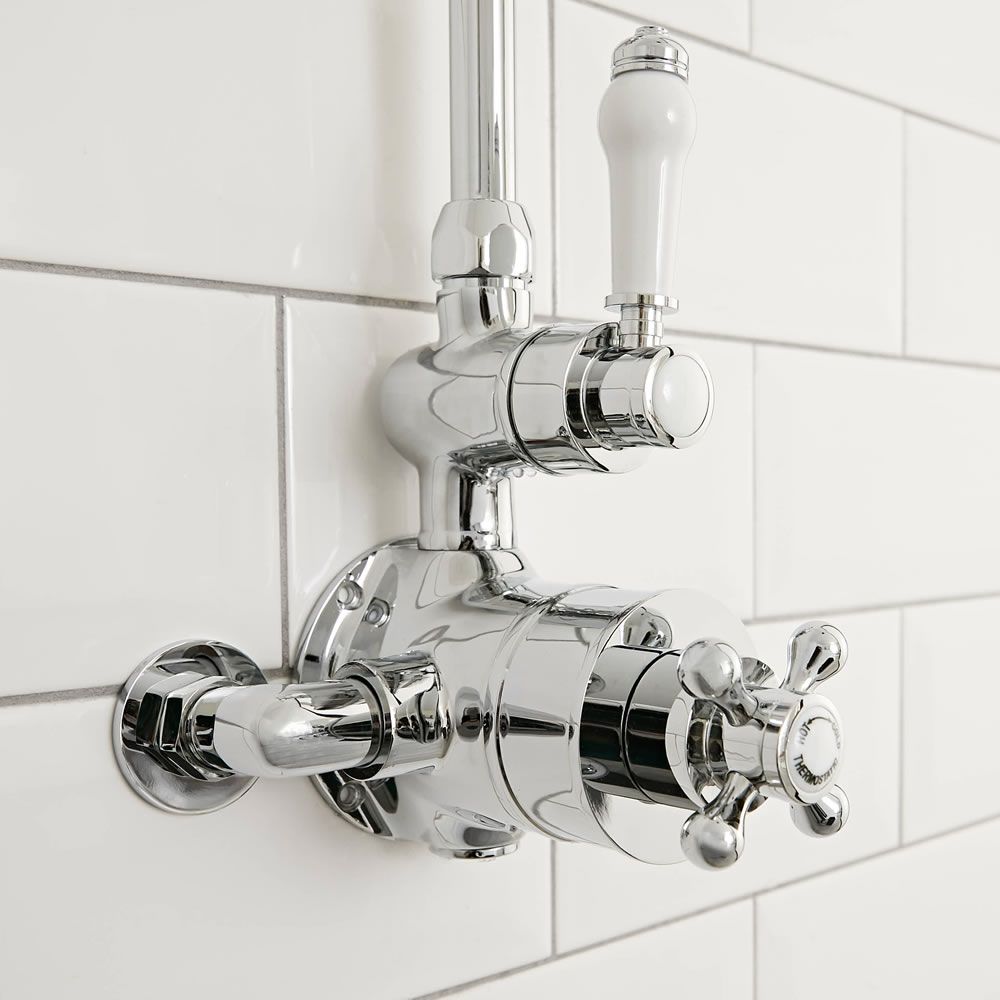 Elizabeth Chrome Traditional Twin Thermostatic Exposed Shower