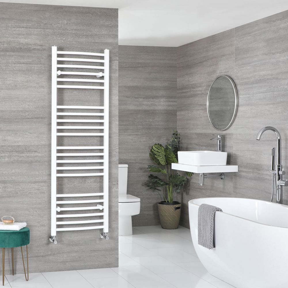 Ive - White Hydronic Curved Towel Warmer - 63" x 19 5/8”