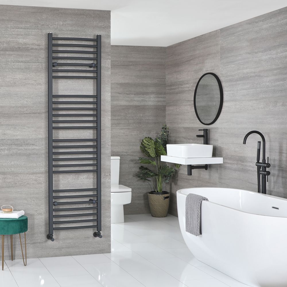 Artle - Anthracite Hydronic Curved Towel Warmer - 70 7/8” x 19 5/8”