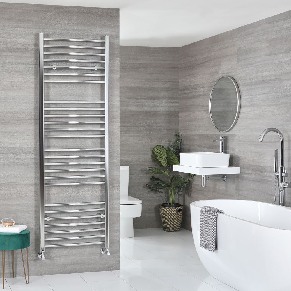 Kent - Chrome Hydronic Curved Towel Warmer - 70 7/8” x 19 5/8”