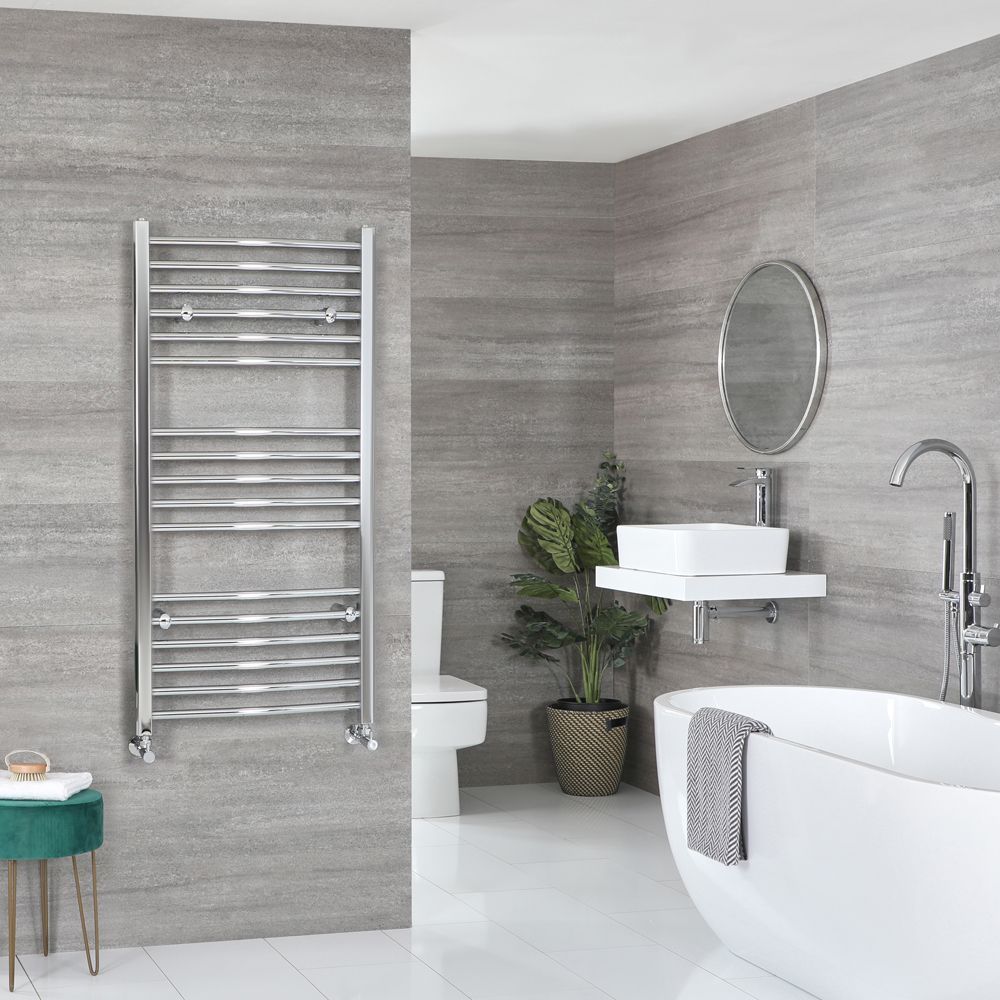 Kent - Chrome Hydronic Curved Towel Warmer - 47 1/4” x 23 5/8”