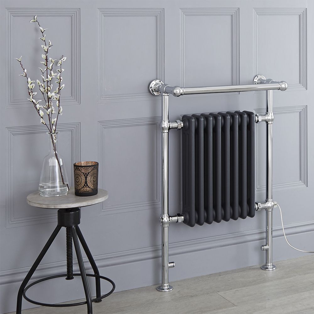 Marquis Electric - Anthracite Traditional Heated Towel Warmer with Drying Rail - 36.75" x 24.5"