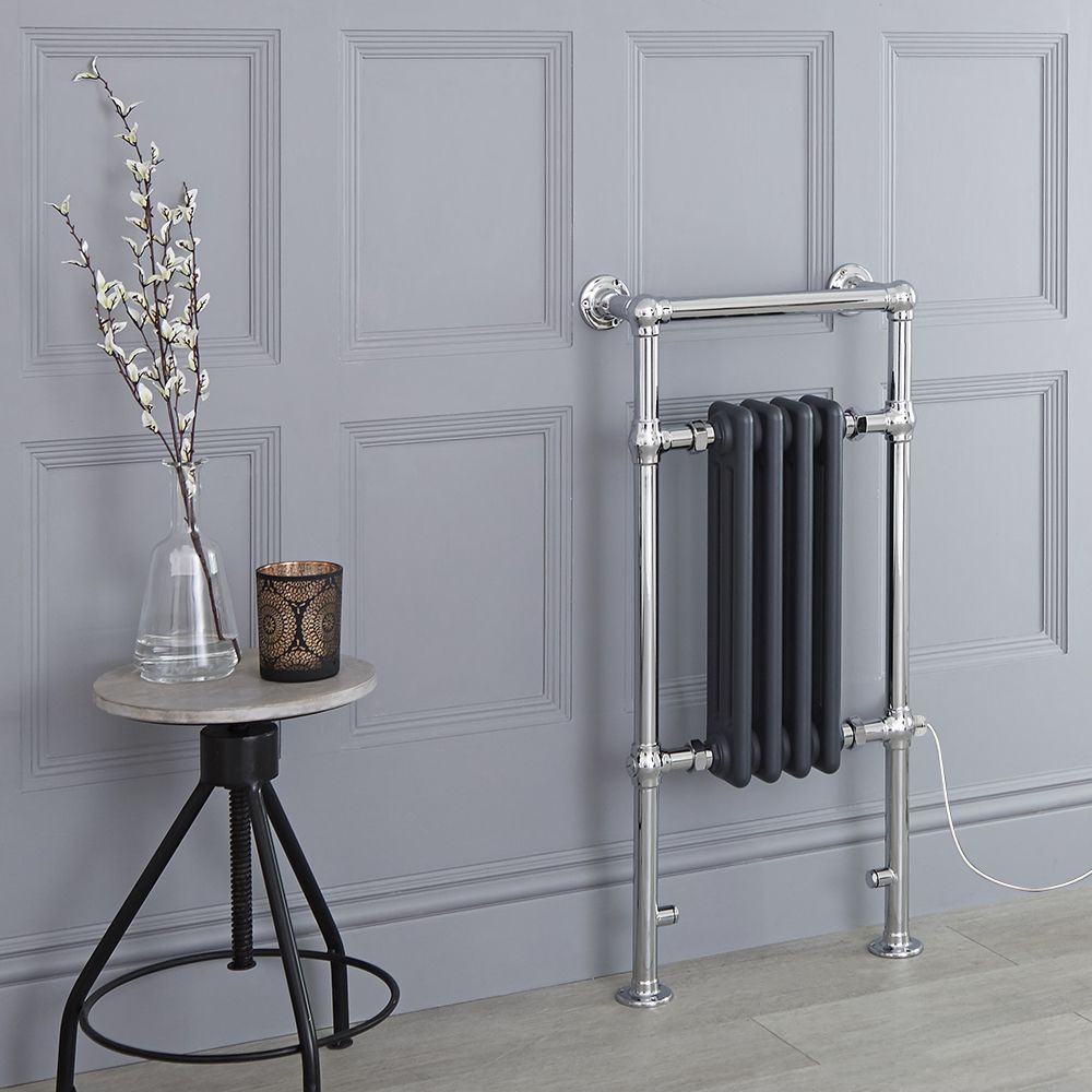 Marquis Electric - Anthracite Traditional Plug-In Heated Towel Warmer - 36.75" x 17.75"