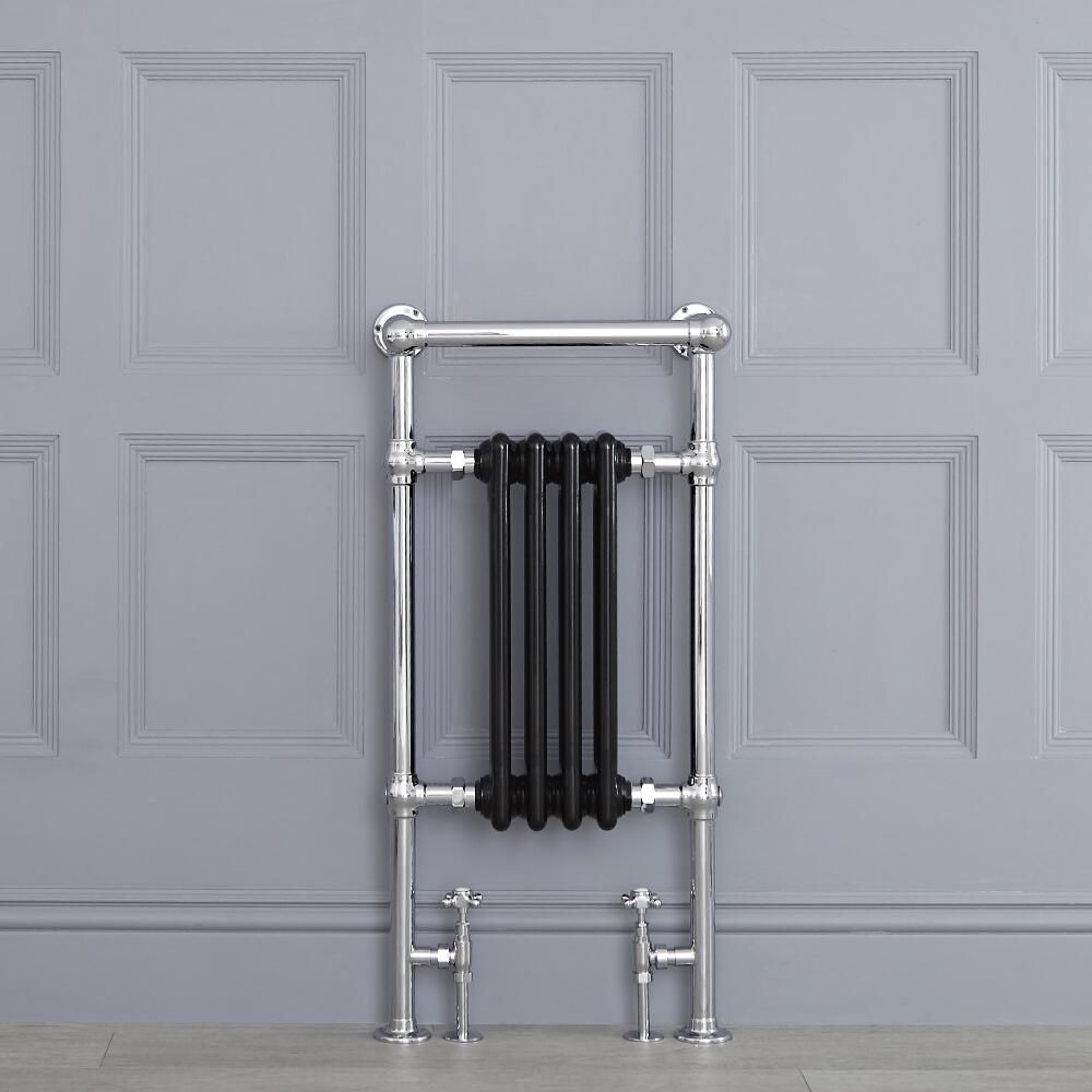 Marquis - Black Traditional Heated Towel Warmer with Drying Rail - 36.75" x 17.75"