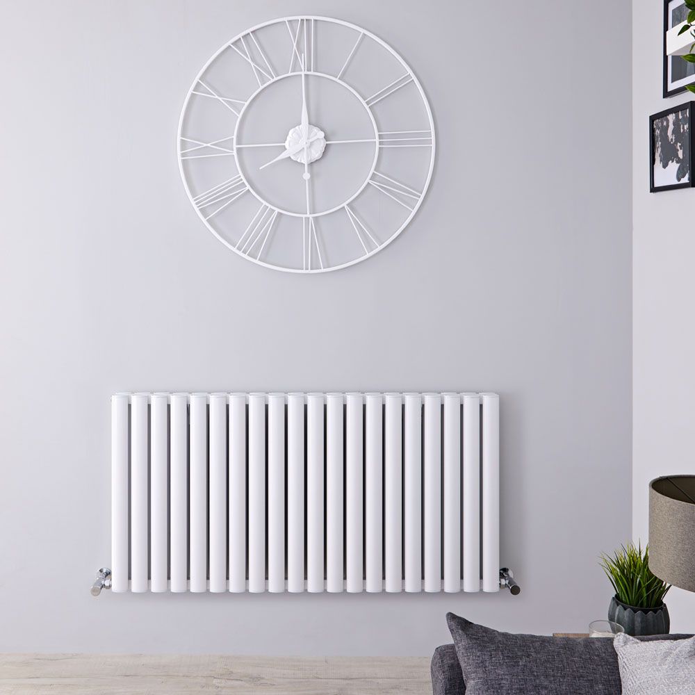 Revive Air - White Aluminum Horizontal Double-Panel Designer Radiator - 23.5" x 46.75"