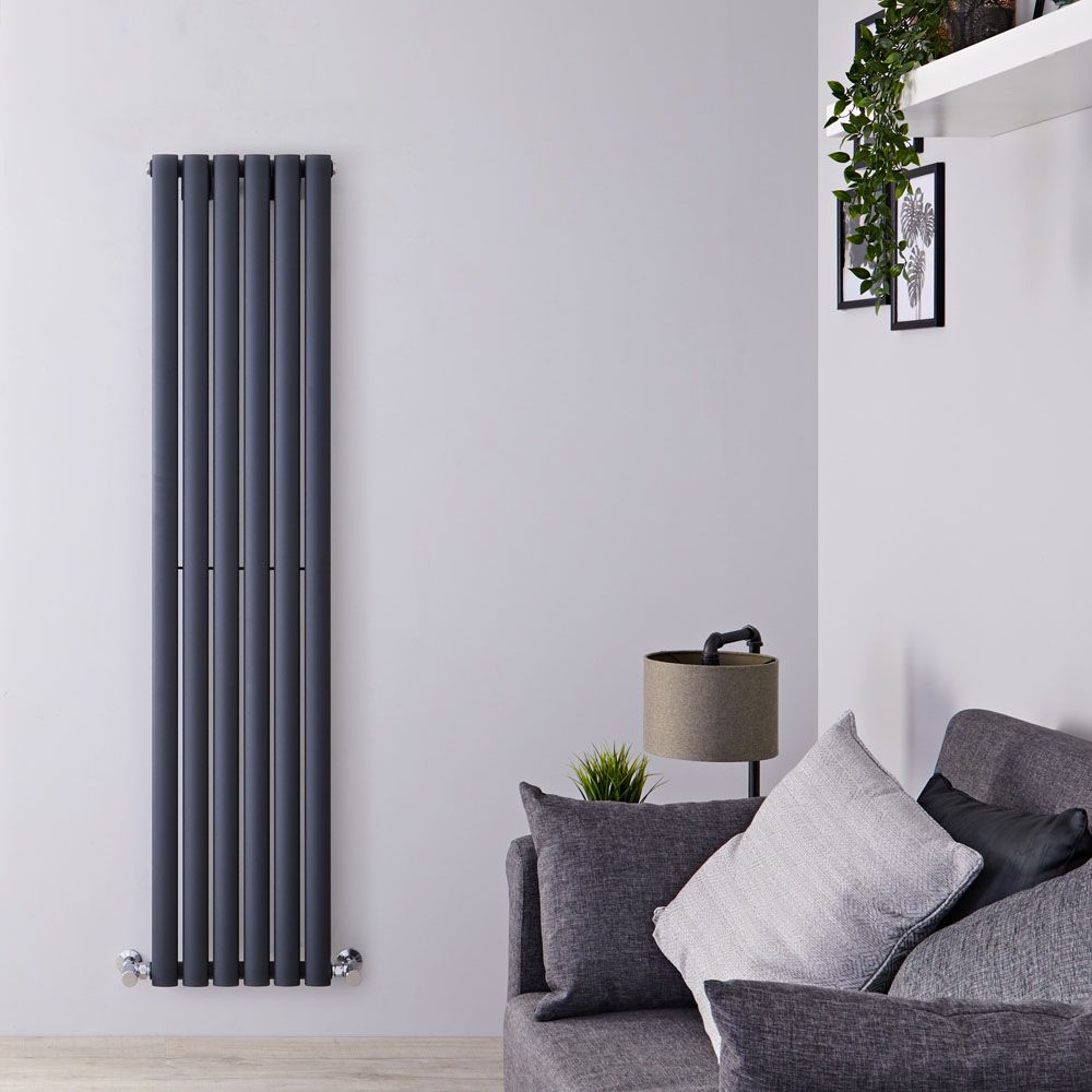 Revive - Anthracite Vertical Single-Panel Designer Radiator - 63" x 14"