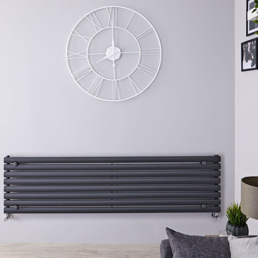 Revive - Anthracite Horizontal Single-Panel Designer Radiator - 18.5" x 63"