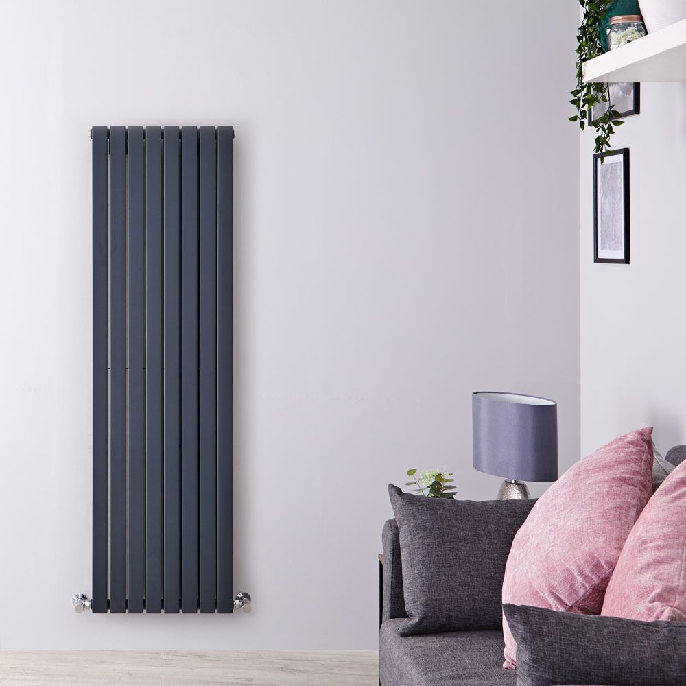 Sloane - Anthracite Vertical Double Flat-Panel Designer Radiator - 63" x 18.5"