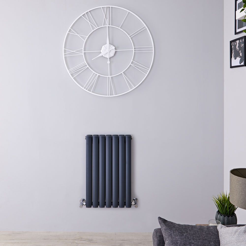 Revive - Anthracite Horizontal Double-Panel Designer Radiator - 25" x 16.25"