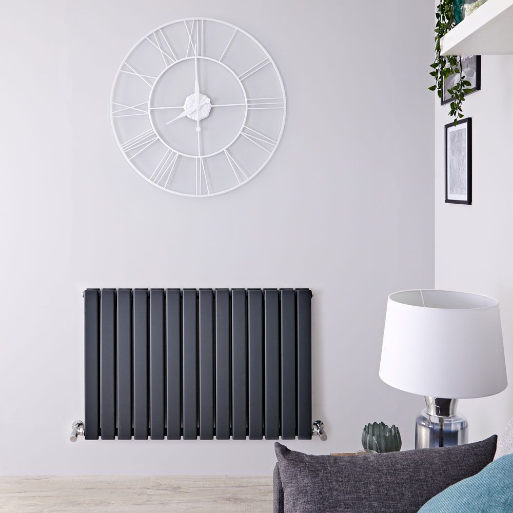 Delta - Anthracite Horizontal Double Slim-Panel Designer Radiator - 25" x 38.5"