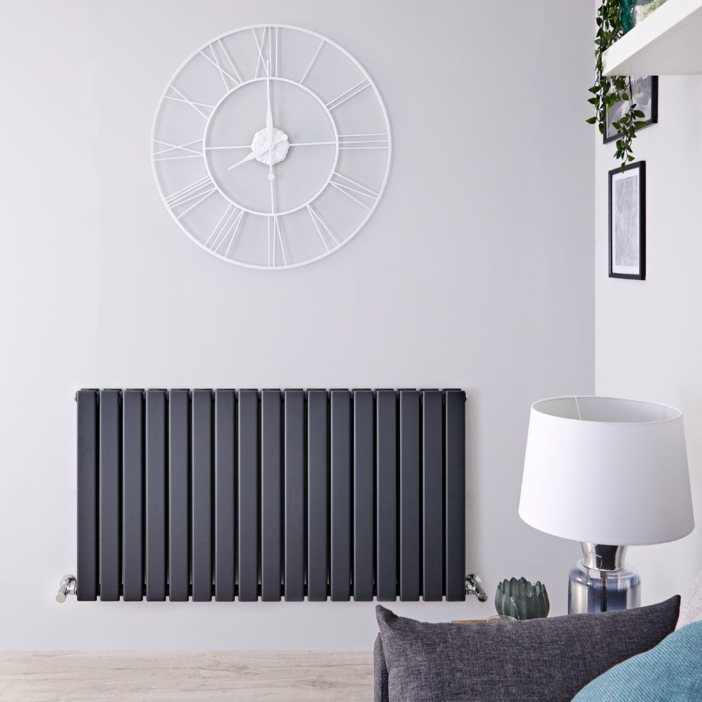Delta - Anthracite Horizontal Double Slim-Panel Designer Radiator - 25" x 46.75"