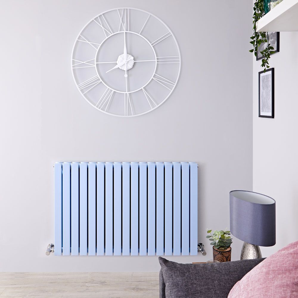 Sloane - Baby Blue Double Flat Panel Horizontal Designer Radiator - 25" x 39.5"